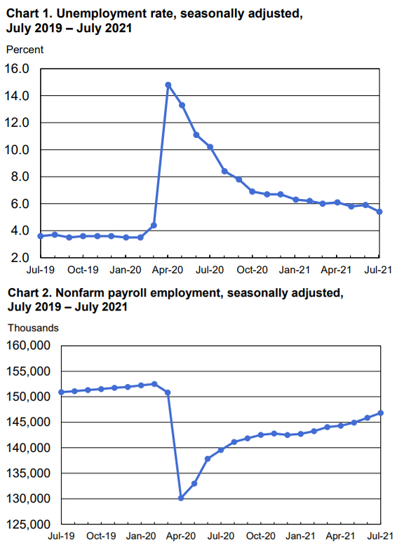 BLS Employment Situation Charts - July 2021